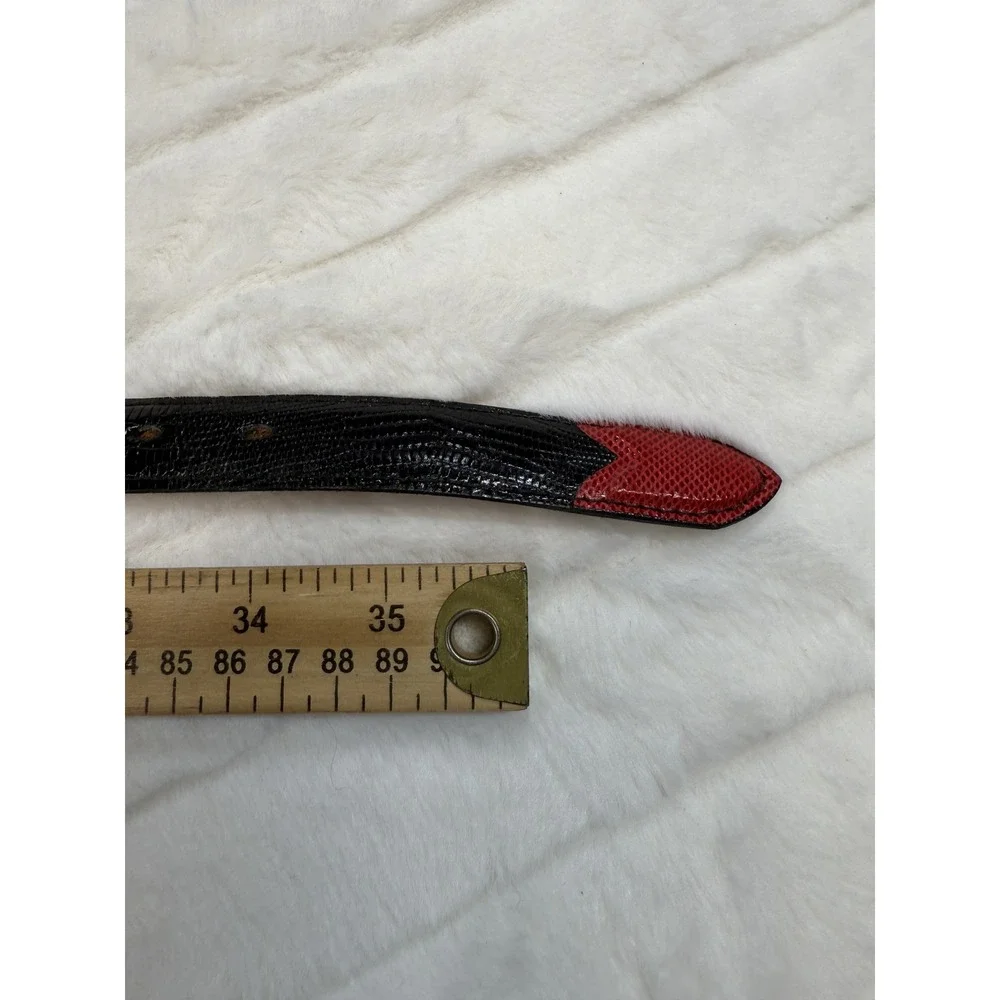 Fred Coen Belt Womens Medium‎ Black Red Lizard Leather Brooklyn NY Designer USA